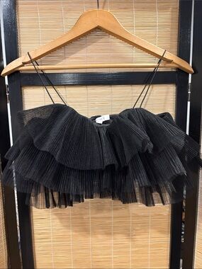 Better Be Black Layered Tulle crop top